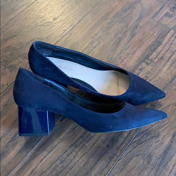 Zara Shoes - Zara dark blue block heels shoes